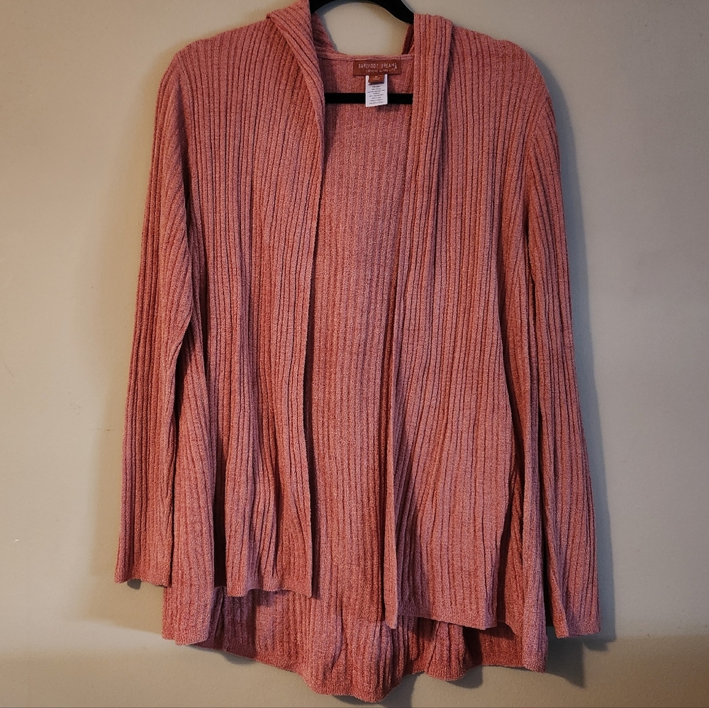 Barefoot Dreams CozyChic Ultra Lite orange hooded cardigan